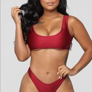 Fashion Nova Calling All Angels Bikini (Burgundy)
